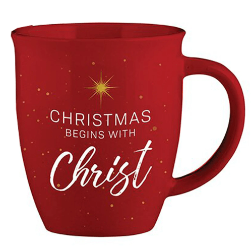 Mug Christmas begins with Christ - red