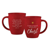 Mug Christmas begins with Christ - red