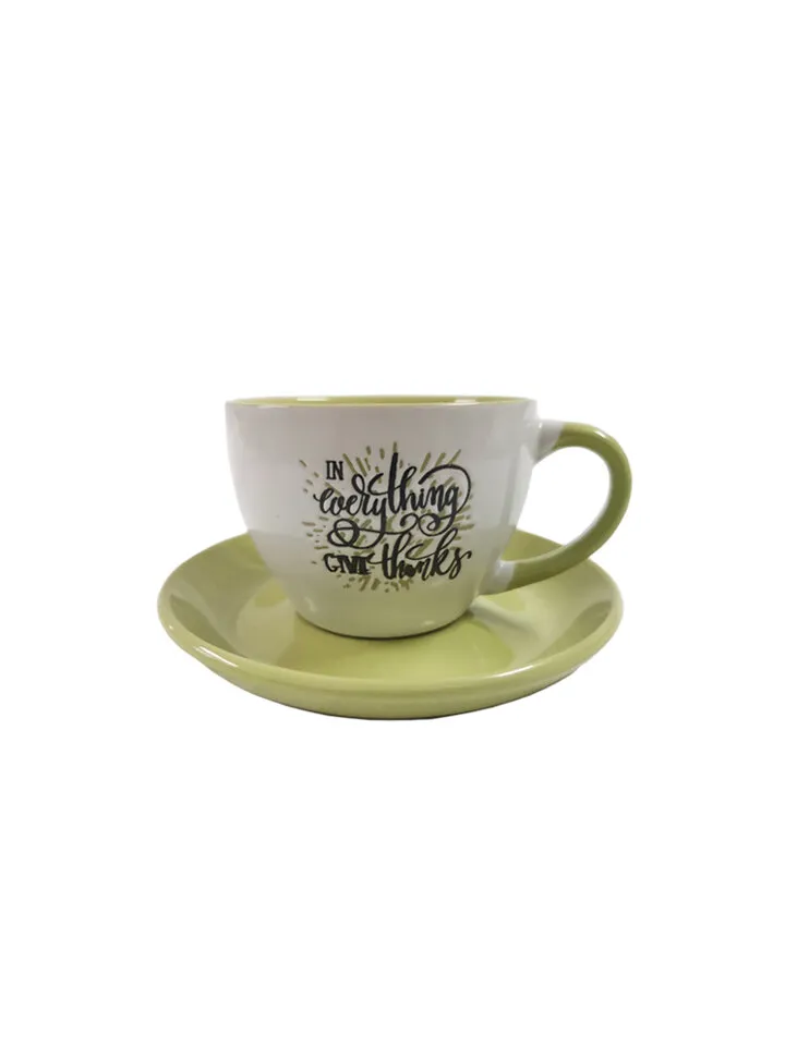 Mug cup & saucers In everything give thanks