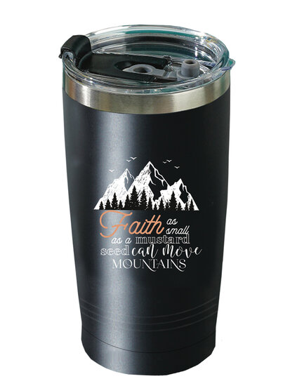 Mug travel Faith can move mountains - black