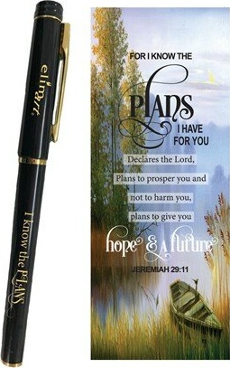 Stylo gel For I know the plan (noir) - Jer 29:11