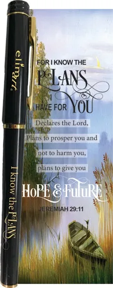 Stylo gel For I know the plan (noir) - Jer 29:11