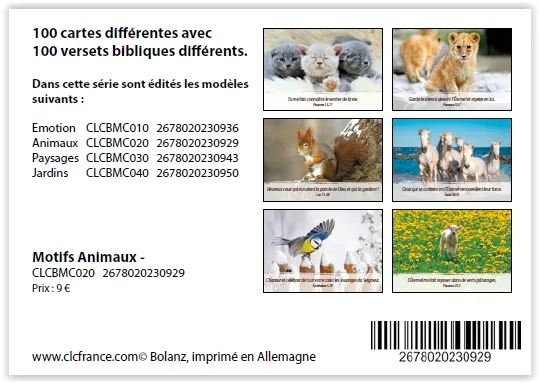 Lot 100 cartes - Animaux
