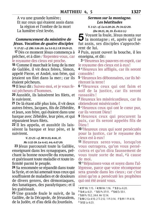 Bible Segond 1910 famille souple rouge or onglets - Paroles de Jésus en rouge