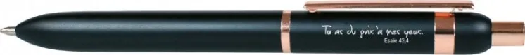 Stylo métal Léa noir/rose gold Tu as du prix à mes yeux - Es. 3:4