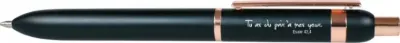 Stylo métal Léa noir/rose gold Tu as du prix à mes yeux - Es. 3:4