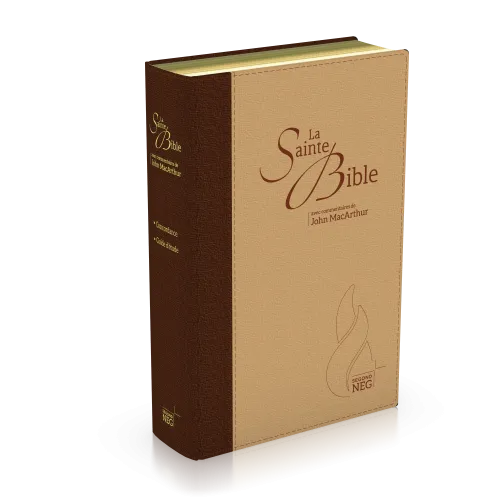 Bible NEG MacArthur souple duo marron/beige or onglets