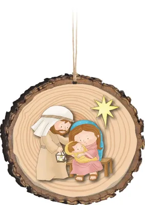 Guirlande bois Joseph, Marie & Jesus