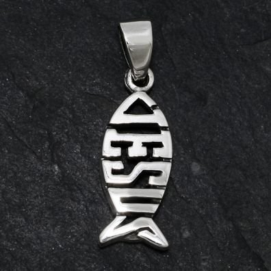 Pendentif Ichtus/Jésus argenté