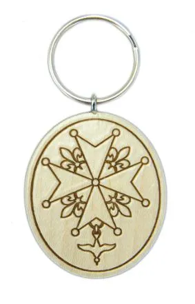 Porte-clés bois érable - croix huguenote