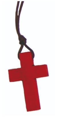 Collier croix en bois - rouge