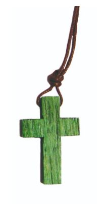 Collier croix en bois - vert