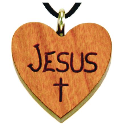 Collier coeur en bois érable vernis