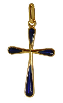 Pendentif Croix en Plaqué Or - Polie Bleue