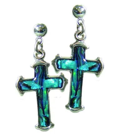 boucles d'oreilles en Abalone - Croix