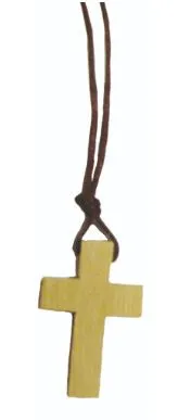 Collier croix en bois - blanc