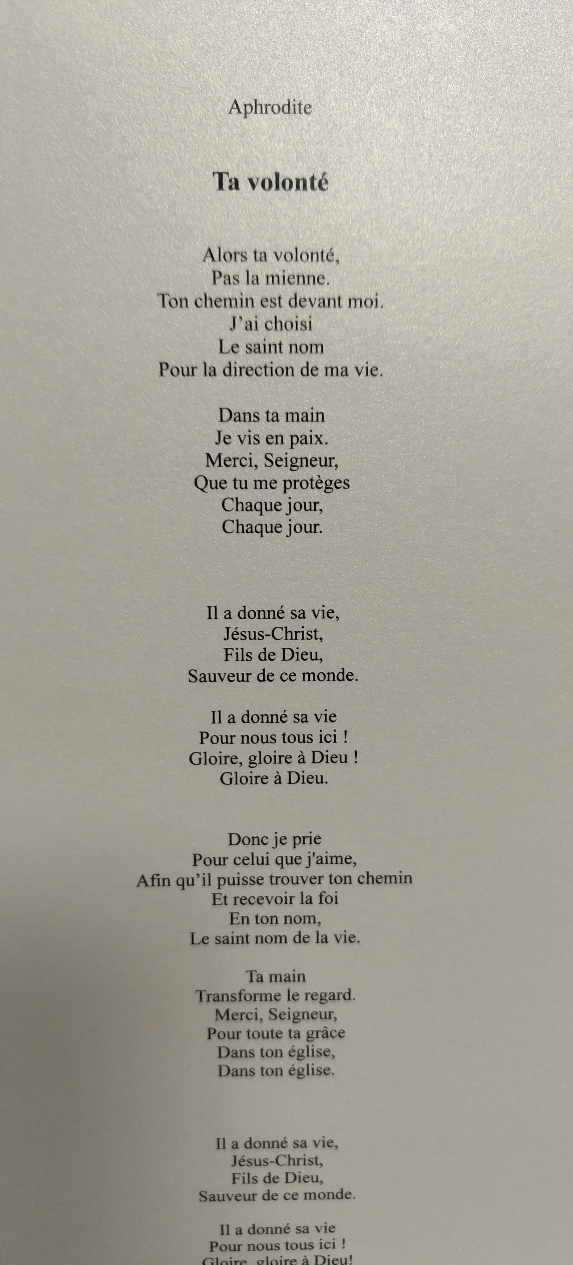 Partition Ta volonté (voix, violoncelle et piano)