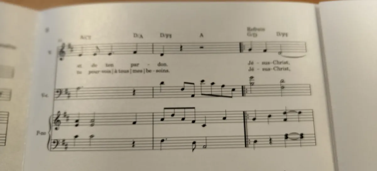 Partition Bénis-nous, Seigneur (voix, violoncelle et piano)
