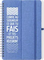 Carnet de notes bleu "Confie au Seigneur ce que tu fais..."