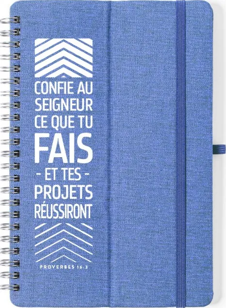 Carnet de notes bleu "Confie au Seigneur ce que tu fais..."