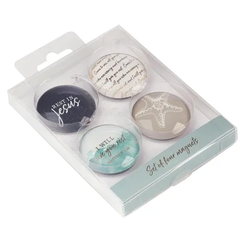 Magnet glass set - Rest in Jesus (4)