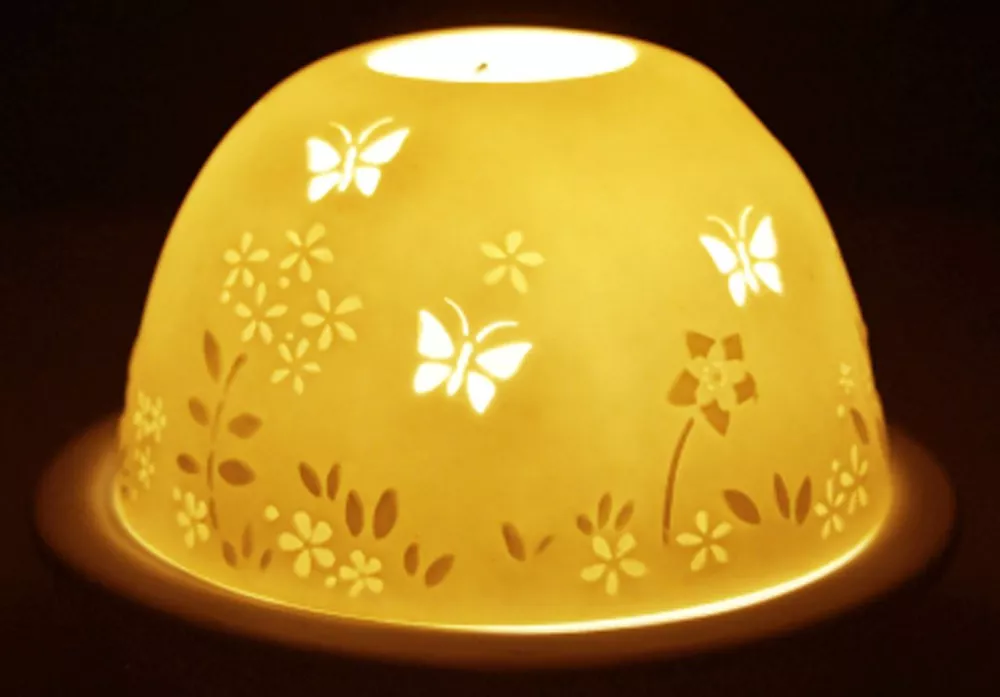 Photophore en porcelaine Les Papillons