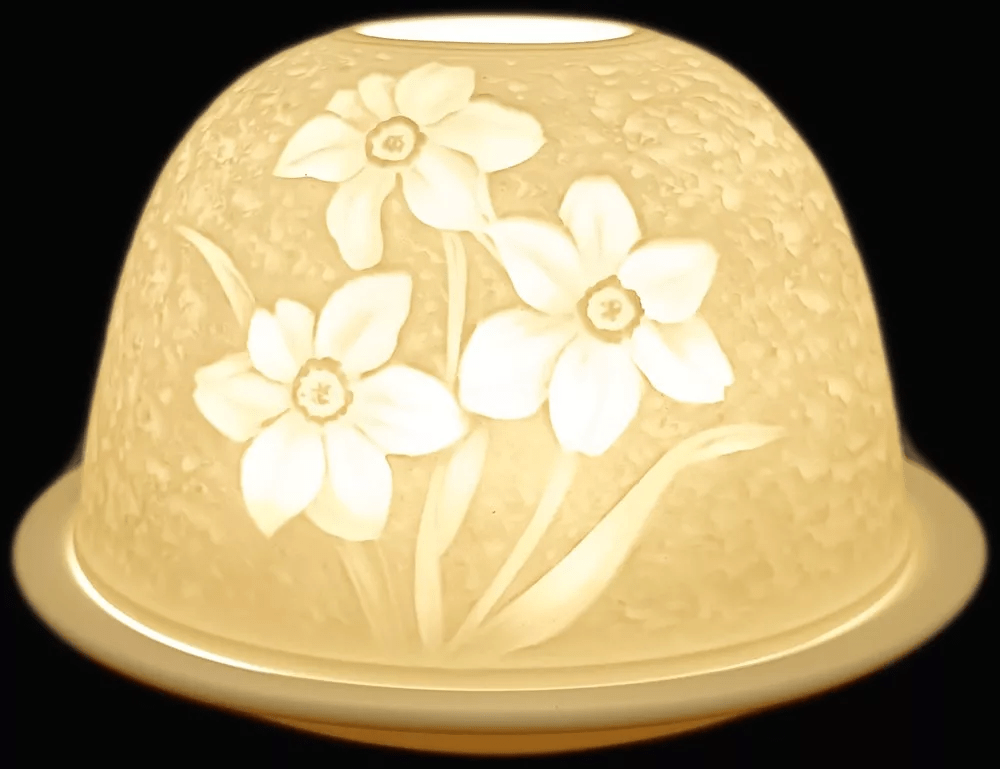 Photophore en porcelaine fleur