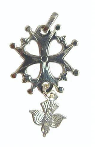 Pendentif croix huguenote argent 21mm