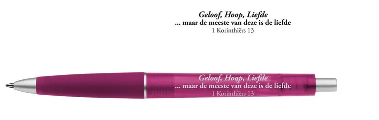 Pen roze Geloof Hoop Liefde - 1 Korinthiers 13