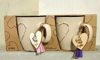 Mug set coffee - Faith Hope Love (2) crème
