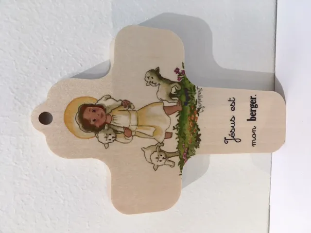 Croix en bois 13x9 cm "Jésus est mon berger"