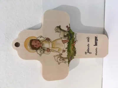Croix en bois 13x9 cm "Jésus est mon berger"