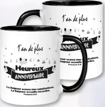 Mug anniversaire Le Seigneur exauce... - Psaume 6:9