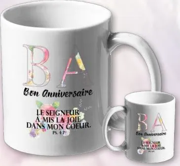 Mug anniversaire Le Seigneur a mis la joie... - Psaume 4:7
