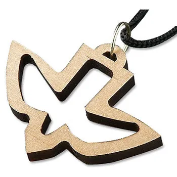 Collier colombe en bois