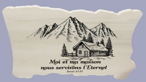 Cadre bois parchemin blanc moi et ma maison - Jos. 24:15