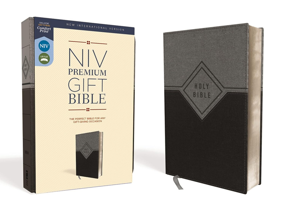 NIV Premium Gift Black/Grey leather