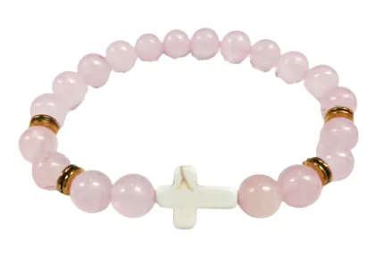 Bracelet pierre véritable - quartz rose