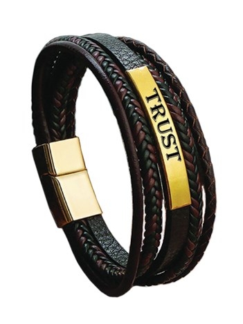 Bracelet imitation cuir brun - Trust