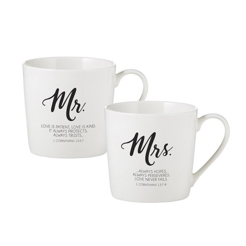 Mug set marriage Mr & Mrs - 1 Corinthians 13:4-8