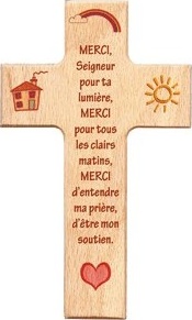 Croix en hetre merci Seigneur pour ta lumière...