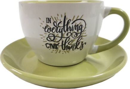 Mug cup & saucers In everything give thanks