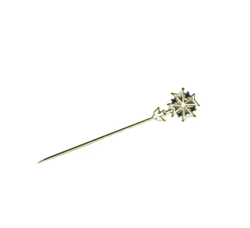 Epingle croix huguenote émaillée 3 tons 10mm