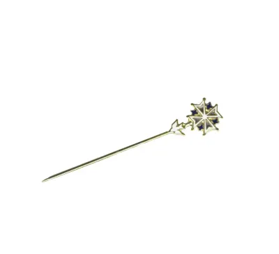 Epingle croix huguenote émaillée 3 tons 10mm