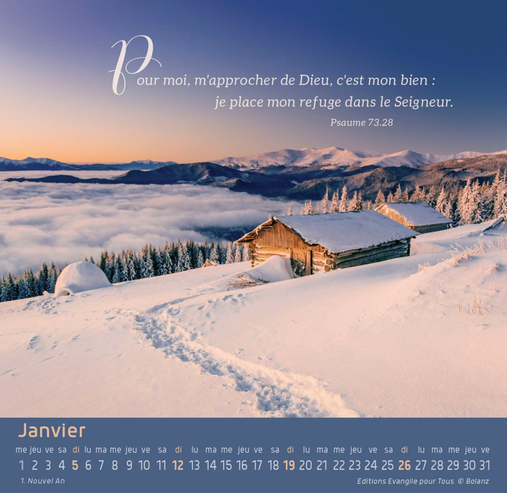 Calendrier - Chemin et vie