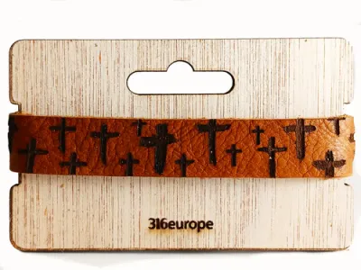 Bracelet cuir ajustable croix