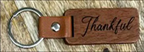 Porte-clé bois & cuir Thankful