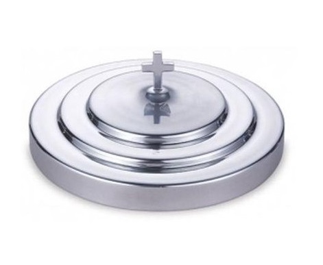 Couvercle plateau sainte cène alu poli 40 verres argent
