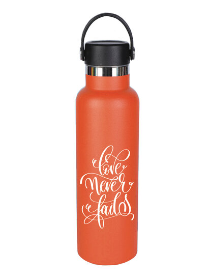 Bouteille thermos Love never fails - orange