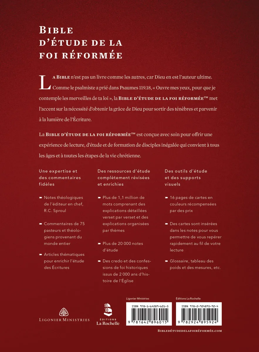 Bible Colombe étude de la foi réformée rigide bordeaux